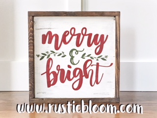 Framed sign - merry & bright 14x14