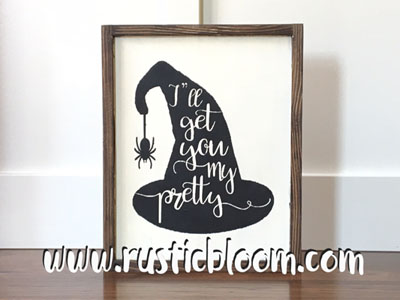 Framed Sign 13x16 - I'll get you my pretty (witch hat)