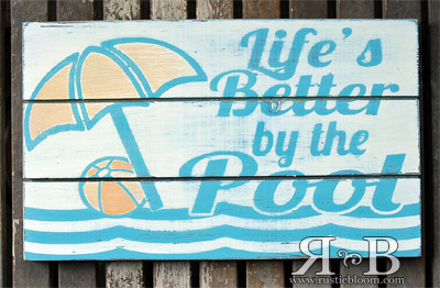 Slat Sign - Life's better by the Pool